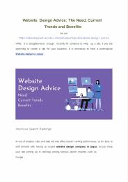 Website Design Advice: The Need, Current Trends and Benefits