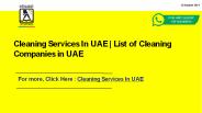 Cleaning Services In UAE | Cleaning Companies In UAE