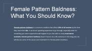 Female Pattern Baldness: What You Should Know?