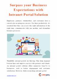 Surpass your Business Expectations with Intranet Portal Solution