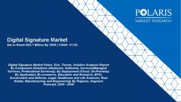 Digital Signature Market Size Worth $22.1 Billion By 2026 | CAGR: 41.5%