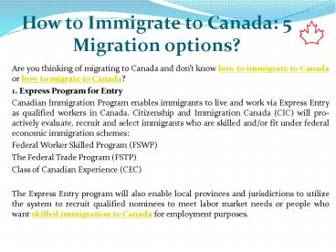 How to immigrate to Canada: 5 Migration options