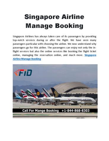 Singapore Airlines Manage Booking