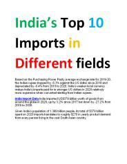 India’s Top 10 Imports in Different fields