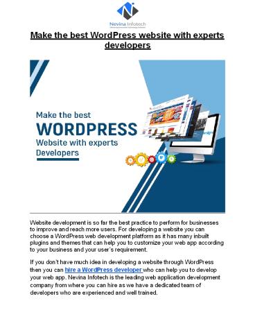 Make the best WordPress website with experts developers