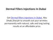 Dermal Fillers Injections In Dubai