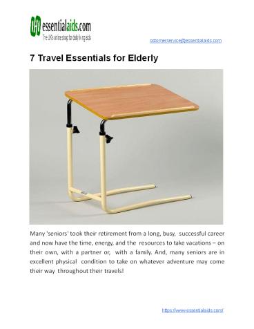 7 Travel Essentials for Elderly