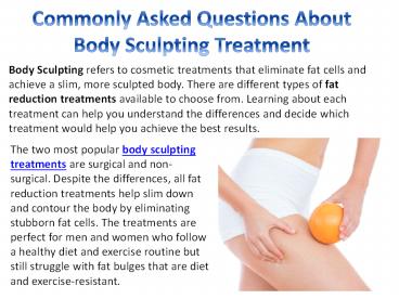 Commonly Asked Questions About Body Sculpting Treatment