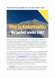 Why Should Kedarkantha Be Your Best Winter Trek