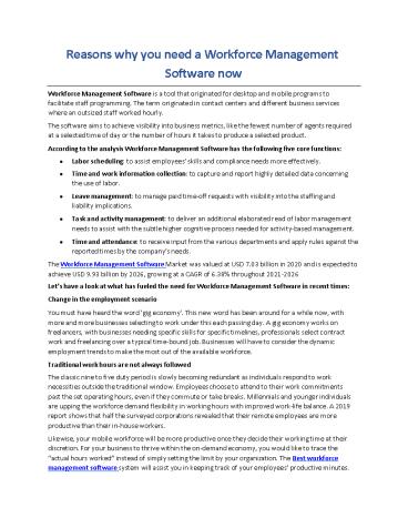 Reasons why you need a Workforce Management Software now