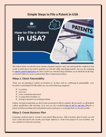 Simple Steps to File a Patent in USA