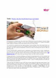 Best Real Estate Project in Mohali