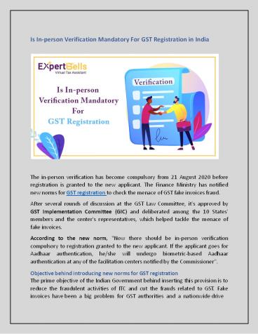 Is In-person Verification Mandatory For GST Registration in India