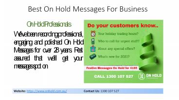 On Hold Messaging Services