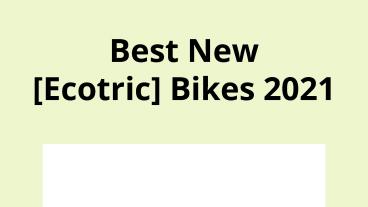 Best New Ecotric Bikes 2021