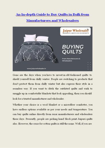 Buy Quilts in Bulk from Manufacturers and Wholesalers