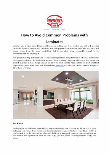 How To Avoid Common Problems With Laminates