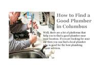 Get a Local Plumber Columbus Here