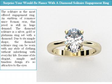 Surprise Your Would-Be Fiance With A Diamond Solitaire Engagement Ring