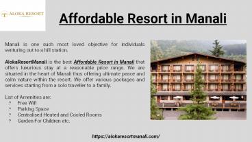 Affordable Resort in Manali