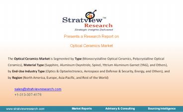 Optical Ceramics Market to Grow at a Robust Pace During 2021-2026