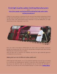 Find High-Quality Ladies Clothing Manufacturers