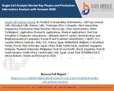 Single-Cell Analysis Market Key Players and Production Information Analysis with Forecast 2028