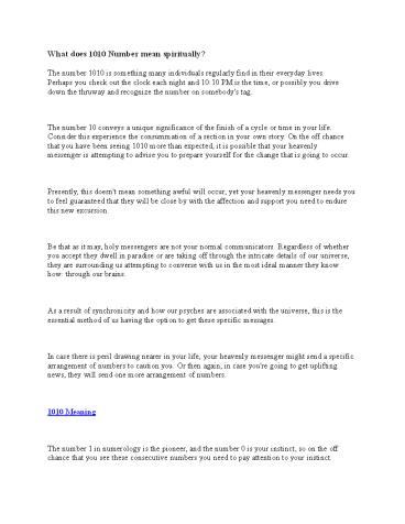 What does 1010 Number mean spiritually?