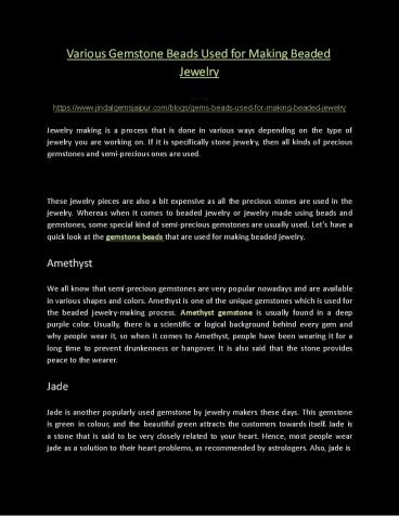 Various Gemstone Beads Used For Making Beaded Jewelry