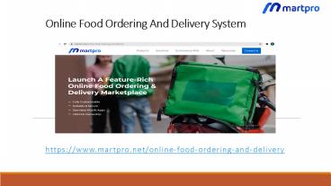 Online Food Ordering And Delivery System