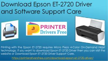 Download Epson ET-2720 Driver and Software Support Care