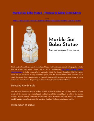 Marble Sai Baba Statue - Process to make from mines.