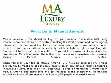 Vacation in Manuel Antonio