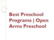Best Preschool Programs | Open Arms Preschool