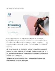Hair Thinning: The causes and the Cures