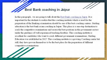Best Bank Coaching In Jaipur