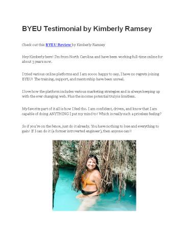 BYEU Testimonial by Kimberly Ramsey