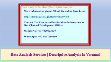 Data Analysis Services | Descriptive Analysis In Varanasi