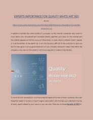 Experts Importance for Quality White Hat SEO
