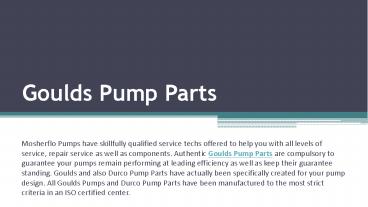Goulds Pump Parts