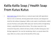 Kalila Kalila Soap / Health Soap From Kutus Kutus