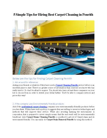 5 Simple Tips for Hiring Best Carpet Cleaning in Penrith