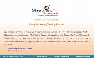 Drug screening testing market Size, Share, Trend, Forecast, & Industry Analysis