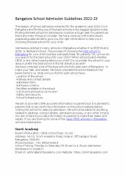 Bangalore School Admission Guidelines 2022–23