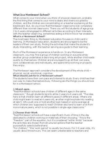 Montessori School Admission Process