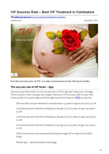 IVF Success Rate – Best IVF Treatment in Coimbatore