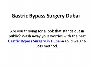 Gastric Bypass Surgery Dubai
