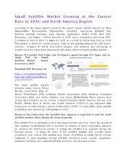 Small Satellite Market Growing at the Fastest Rate in APAC and North America Region
