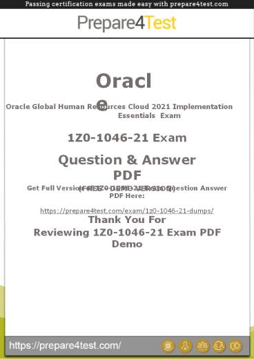 Oracle Cloud Certification - Prepare4test provides 1Z0-1046-21 Dumps