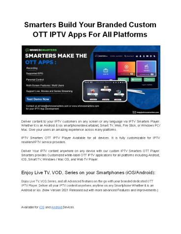 All OTT IPTV Software Solutions at One Place - WHMCS Smarters
